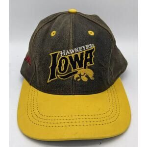 Vintage University of Iowa Hawkeyes Snapback Hat Cap Sports Leather NCAA